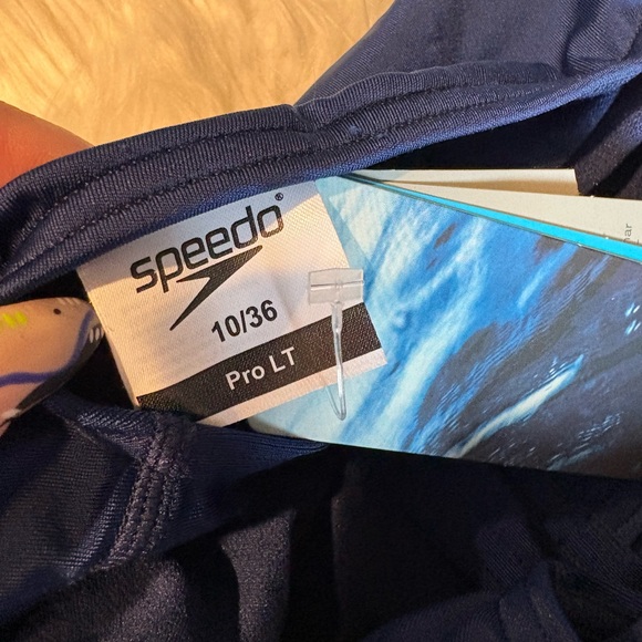 Speedo Blue One Piece Swimsuit with V-Neck and High-Leg Cut - Picture 7 of 7